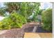 Backyard area featuring a cozy fire pit surrounded by mature trees at 7903 Heather Ct, Tampa, FL 33634