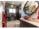 Stylish bathroom featuring decorative tile in the shower area and a unique bowl sink at 1430 Normandy Park Oaks Dr # 9, Clearwater, FL 33756