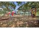Community playground with slides, swings, and a picnic area, surrounded by mature trees at 16910 Equestrian Trl, Odessa, FL 33556