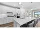 Modern kitchen with a large island, stainless steel appliances, and stylish pendant lighting at 17206 Luminous Ave, Venice, FL 34293