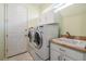 Functional laundry room with modern washer, dryer, utility sink, and storage cabinets at 5429 Legend Hills Ln, Spring Hill, FL 34609