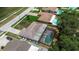 Aerial view of a single-Gathering home featuring a screened-in pool at 9155 125Th St, Seminole, FL 33772