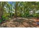 Spacious backyard featuring mature trees, lush landscaping, and a classic wood fence at 1133 Split Silk St, Valrico, FL 33594