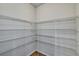 Spacious pantry with ample metal shelving and tiled floor for organized storage solutions at 12150 Ledbury Commons Dr, Gibsonton, FL 33534
