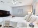 Cozy bedroom with light walls, ceiling fan, and dresser with television at 1700 25Th N St, St Petersburg, FL 33713