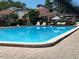 Refreshing community pool featuring lounge chairs, umbrellas, and a relaxing atmosphere for residents to enjoy at 2055 Sunset Point Rd # 3804, Clearwater, FL 33765