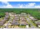 Gorgeous aerial view showcases a lovely neighborhood, serene pond, and lush greenery at 3243 Watermark Dr, Wesley Chapel, FL 33544