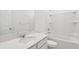 Spotless bathroom featuring a shower-tub combo, stylish granite countertops, and a large vanity at 4810 Prime Ter, North Port, FL 34286
