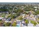 Wide aerial shot showcasing a charming neighborhood with lush greenery and serene waterfront views in the distance at 4901 Venetian Ne Blvd, St Petersburg, FL 33703