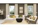 A stylish living room with a white sofa, throw pillows, neutral rug, and framed art, creating a cozy and inviting atmosphere at 5129 Benjamin Eric St, Zephyrhills, FL 33541