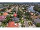 A scenic aerial view of a neighborhood, showcasing the property's location near the water at 7108 Pelican Island Dr, Tampa, FL 33634