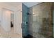 Bathroom showcasing glass enclosed shower with dark marble and modern fixtures at 7108 Pelican Island Dr, Tampa, FL 33634