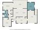 This floor plan shows the home's layout including the primary bedroom, kitchen, living room, laundry and garage at 832 Fox Hills Dr, Sun City Center, FL 33573