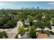 Aerial view of a residential neighborhood with lush greenery and a skyline view in the distance at 101 22Nd N Ave, St Petersburg, FL 33704