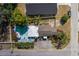 Aerial view of fenced backyard with swimming pool and privacy landscaping, highlighting the outdoor space at 1702 E Knollwood St, Tampa, FL 33610