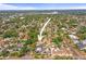 Gorgeous aerial view of the property showcases a serene backyard oasis with mature landscaping and a pool at 2235 Burlington N Ave, St Petersburg, FL 33713