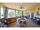 Relaxing sun room with jacuzzi, dining table, and views of the water at 732 Kingston Ct, Apollo Beach, FL 33572