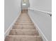Carpeted stairway with a white railing leading to the upper level of the home at 7797 Peace Lily Ave, Wesley Chapel, FL 33545