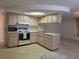Functional kitchen with white appliances and ample counter space at 7812 Heather St, New Port Richey, FL 34653