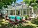 View of pool surrounded by lush landscaping and a screened enclosure at 2820 Pankaw Ln, Valrico, FL 33596