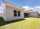 Spacious backyard featuring lush green grass and view of the modern home's exterior at 4517 Foley Grove Dr, Valrico, FL 33596