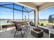 Relaxing screened lanai offers comfortable seating and a serene lake view at 6206 Mooring Line Cir, Apollo Beach, FL 33572