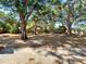 View of large backyard area with mature shade trees and fenced perimeter at 6994 Fort King Rd, Zephyrhills, FL 33541