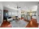 Open floorplan with a living room that leads to a kitchen with an island and barstool seating at 1001 S Oregon Ave, Tampa, FL 33606