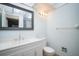 A well-lit bathroom featuring a white vanity, framed mirror, and modern fixtures for a clean aesthetic at 11807 Raintree Lake Ln # B, Tampa, FL 33617