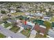 Aerial view highlights canal-front home with a pool, dock, and convenient access to waterways at 13704 Evelane Dr, Hudson, FL 34667