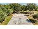 Aerial view of community basketball court surrounded by lush trees and greenery at 19227 Garden Quilt Cir, Lutz, FL 33558