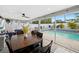 The screened-in patio offers dining and lounge seating, overlooking the beautiful backyard pool at 2250 64Th N St, St Petersburg, FL 33710