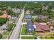 Neighborhood aerial view showcasing charming homes with manicured lawns and mature shade trees at 3008 S Church Ave, Tampa, FL 33629