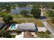 Aerial view of a home with a private pool and nearby lake in a desirable residential neighborhood at 4421 28Th N Ave, St Petersburg, FL 33713