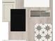 Sample board showing cabinet, tile, and countertop materials in neutral tones at 5287 Everlong Dr, Apollo Beach, FL 33572