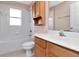 Clean bathroom with a shower-tub combo and a single sink vanity at 8561 Deer Chase Dr, Riverview, FL 33578