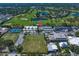 Scenic aerial view of real estate next to a lush golf course, tennis courts, and soccer field at 919 Osceola Rd # 202, Belleair, FL 33756