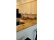 Modern kitchen counter with granite countertops, stainless steel sink and white cabinets at 2204 Euclid S Cir, Clearwater, FL 33764