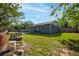 Fenced backyard featuring a house, and a wood fence for privacy, and a fire pit area at 267 Broad St, Brooksville, FL 34604