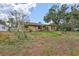 Backyard view showing a yellow home surrounded by mature trees and natural vegetation at 2961 Briar Cliff Dr, Palm Harbor, FL 34684