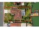 An aerial view of a waterfront home, including dock, framed within the property line at 543 Crystal Dr, Madeira Beach, FL 33708
