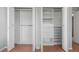 Spacious closet with multiple shelves, drawers and hanging rods for optimal storage at 581 Oceanview Ave, Palm Harbor, FL 34683