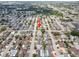 Wide angle aerial view of the property in a large neighborhood at 5821 Thrush Dr, New Port Richey, FL 34652