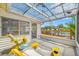 Screened porch with lake view, seating, and transparent roof at 709 47Th E St, Bradenton, FL 34208