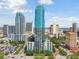 Stunning aerial view of high-rise condo in downtown area, showcasing its prime location and modern architecture at 777 N Ashley Dr # 2603, Tampa, FL 33602