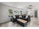 Comfortable living room with a large sectional sofa, modern coffee table, and plenty of natural light at 820 Hickory Ln, Palm Harbor, FL 34683