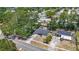 Aerial view displays a charming home nestled among mature trees in a residential neighborhood with well-maintained landscaping at 10931 110Th Ave, Seminole, FL 33778