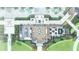 Overhead floor plan shows the clubhouse's outdoor dining, lounge, and seating areas near the pool at 11500 Myakka Blue Dr, Venice, FL 34293