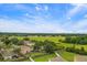 Residential backyard with fencing, lush green grass and a partial view of nearby homes and a large field at 17413 Garden Heath Ct, Land O Lakes, FL 34638