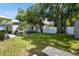 Backyard with lawn, trees, shed, hot tub and covered patio at 3626 17Th N St, St Petersburg, FL 33713